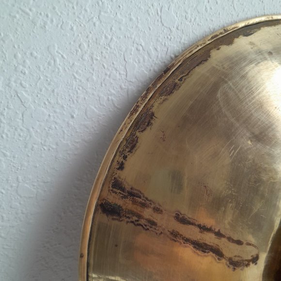 Etched Brass Bowl Colored- Tigers Elephants- wall hanging 10 inch - Picture 10 of 11